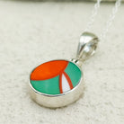 Hepburn and Hughes Art Deco Pendant | Circular Clarice Cliff necklace | 15mm diameter | Sterling Silver