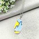 Hepburn and Hughes Art Deco Pendant | Clarice Cliff Blue Oval 35mm | Three Options | Sterling Silver