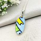 Hepburn and Hughes Art Deco Pendant | Clarice Cliff Blue Oval 35mm | Three Options | Sterling Silver