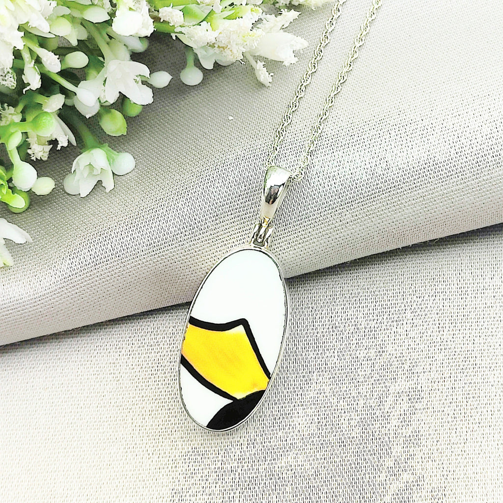 Hepburn and Hughes Art Deco Pendant | Clarice Cliff Ceramics | 30mm Oval | Sterling Silver