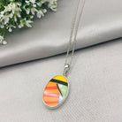 Hepburn and Hughes Art Deco Pendant | Clarice Cliff Ceramics | Oval | Sterling Silver