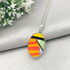 Hepburn and Hughes Art Deco Pendant | Clarice Cliff Ceramics | Oval | Sterling Silver