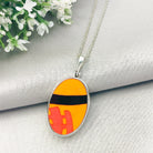 Hepburn and Hughes Art Deco Pendant | Clarice Cliff Ceramics | Oval | Sterling Silver