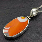 Hepburn and Hughes Art Deco Pendant | Clarice Cliff Gift | Orange 25mm Oval | Sterling Silver