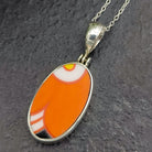 Hepburn and Hughes Art Deco Pendant | Clarice Cliff Gift | Orange 25mm Oval | Sterling Silver