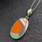 Hepburn and Hughes Art Deco Pendant | Clarice Cliff Gift | Orange 25mm Oval | Sterling Silver