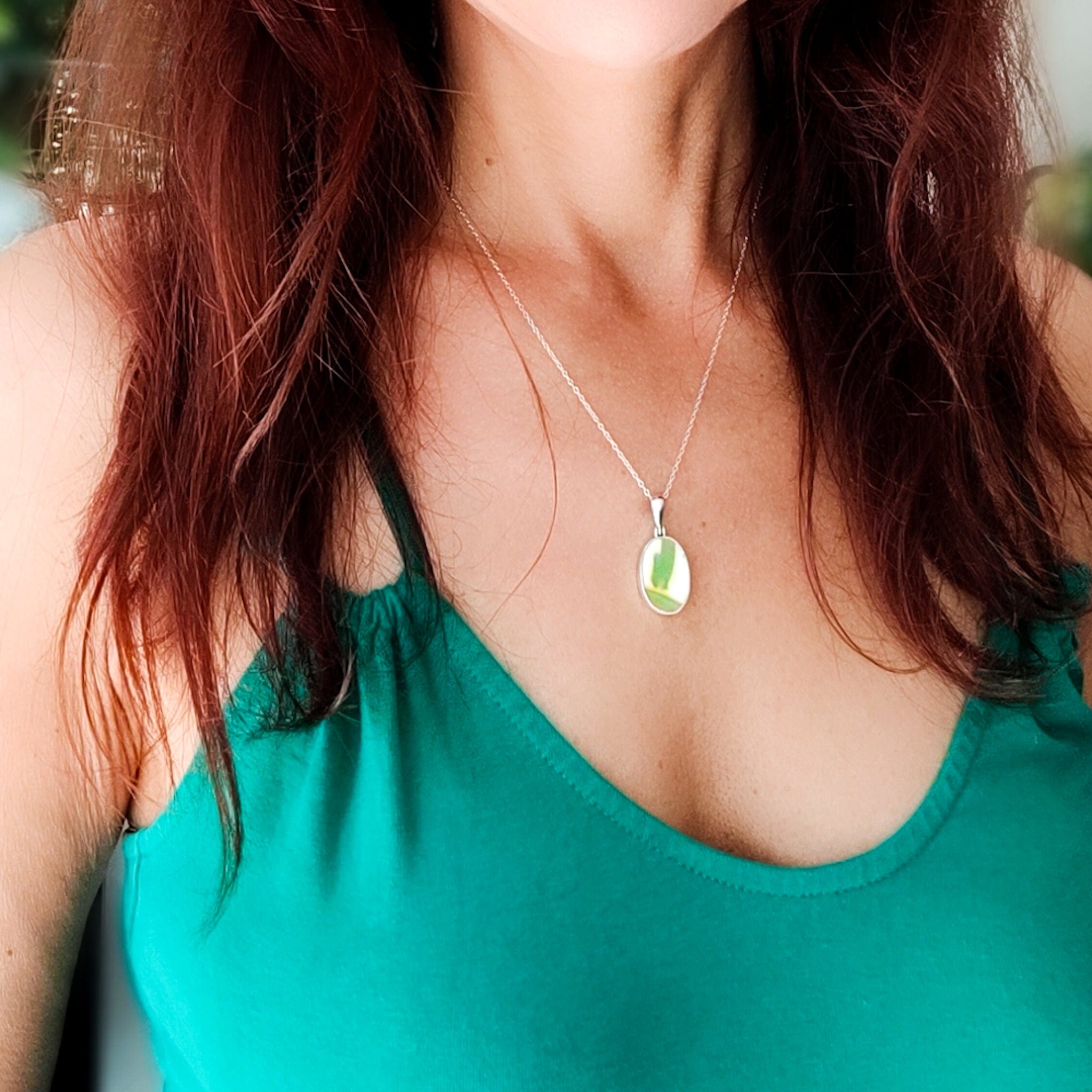 Hepburn and Hughes Art Deco Pendant | Clarice Cliff Necklace | Small Oval 20mm Pendant | Sterling Silver
