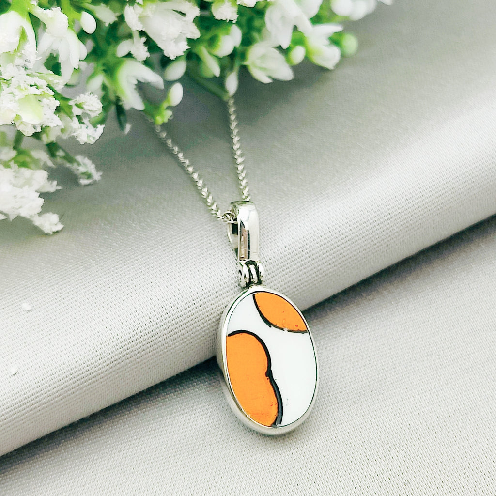 Hepburn and Hughes Art Deco Pendant | Clarice Cliff Necklace | Small Oval 20mm Pendant | Sterling Silver