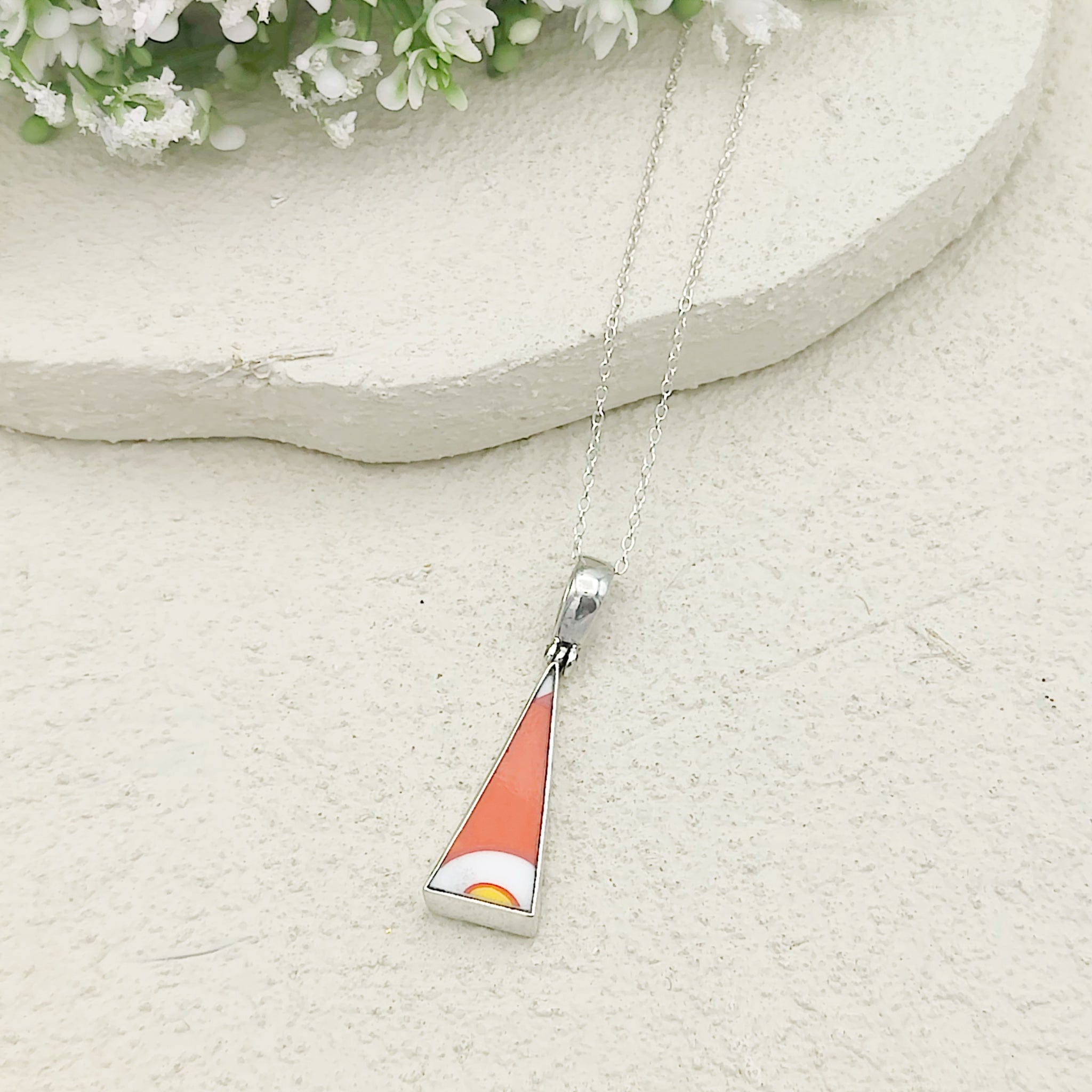 Hepburn and Hughes Art Deco Pendant | Clarice Cliff Necklace | Triangle | Sterling Silver