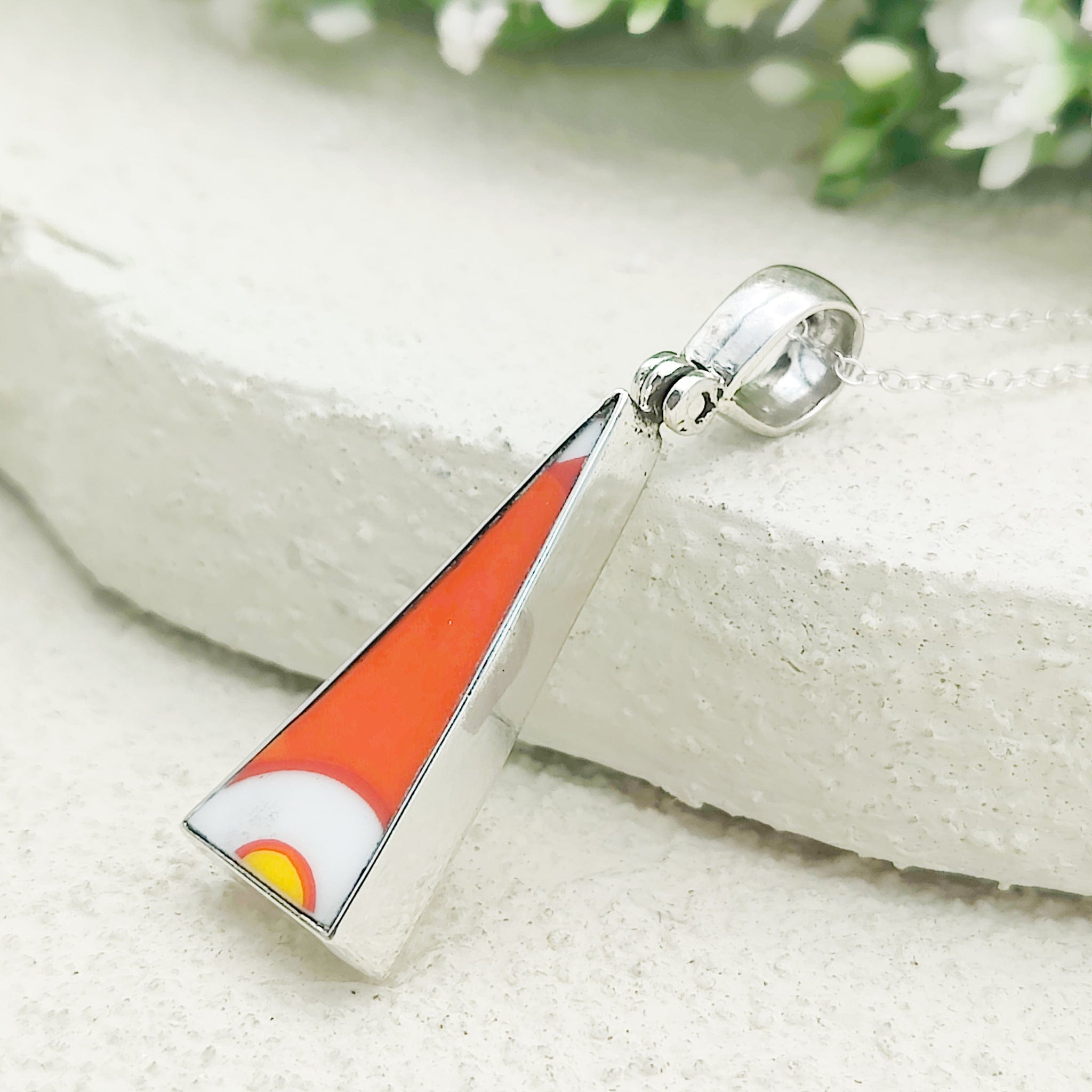 Hepburn and Hughes Art Deco Pendant | Clarice Cliff Necklace | Triangle | Sterling Silver