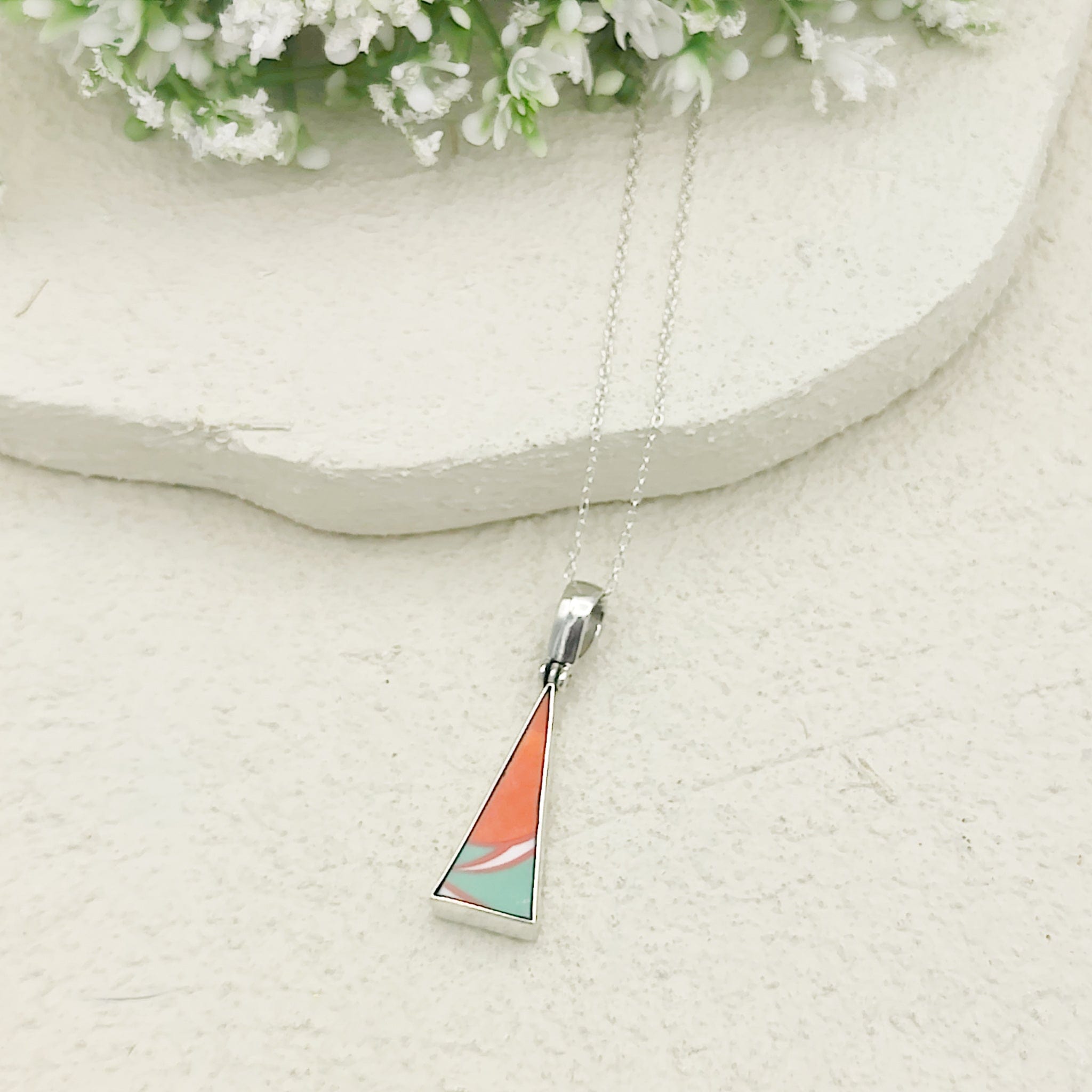 Hepburn and Hughes Art Deco Pendant | Clarice Cliff Necklace | Triangle | Sterling Silver