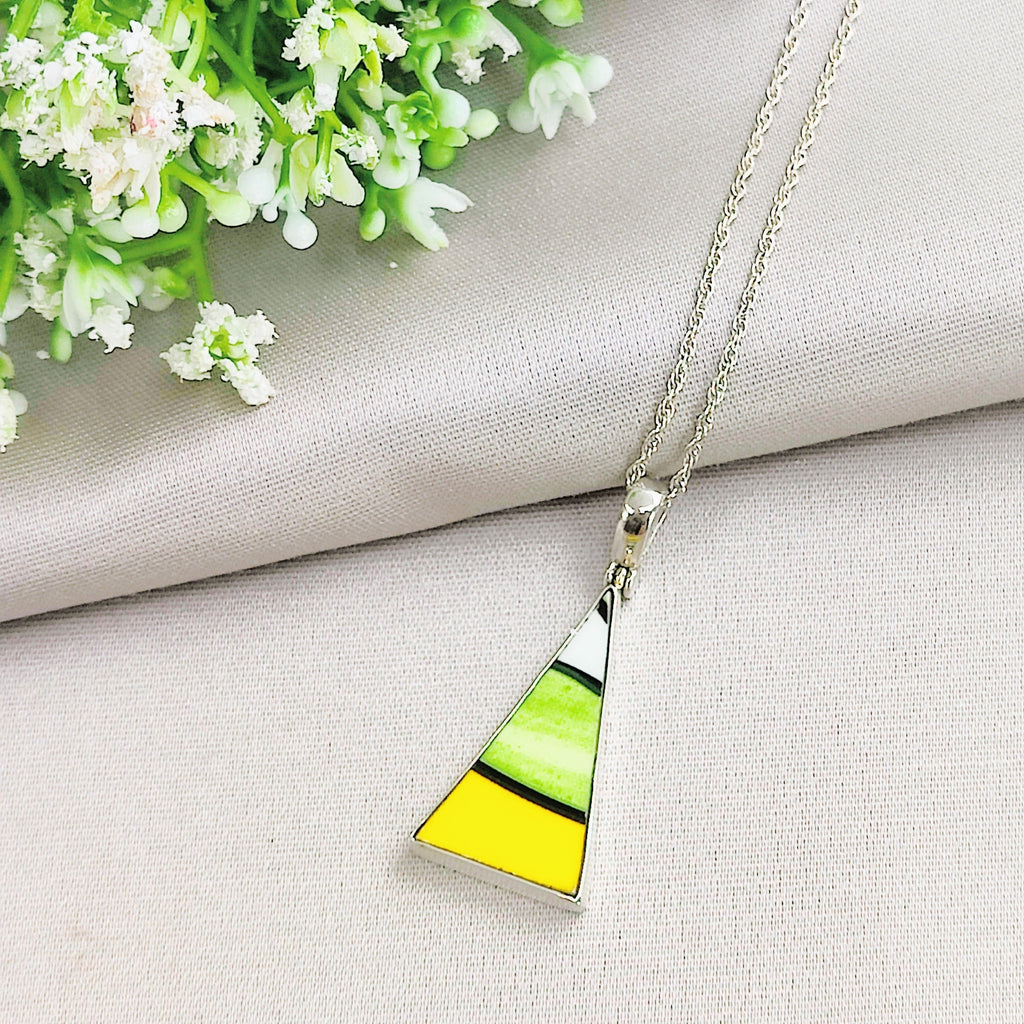 Hepburn and Hughes Art Deco Pendant | Clarice Cliff Necklace | Triangle | Sterling Silver