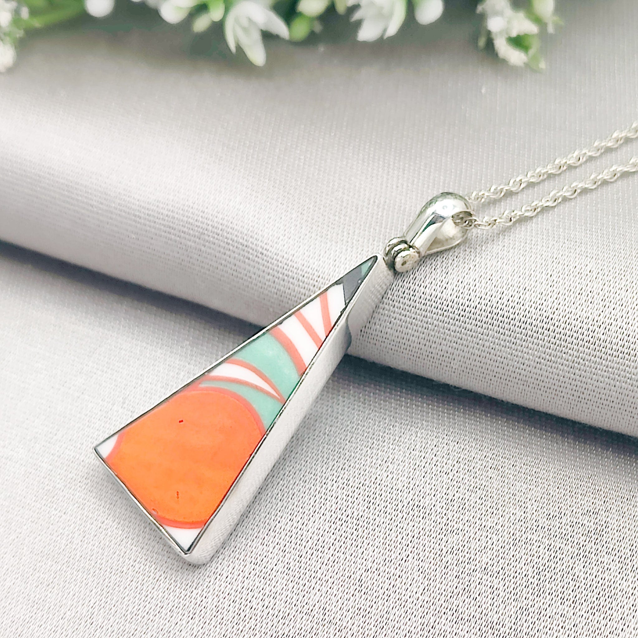 Hepburn and Hughes Art Deco Pendant | Clarice Cliff Necklace | Triangle | Sterling Silver