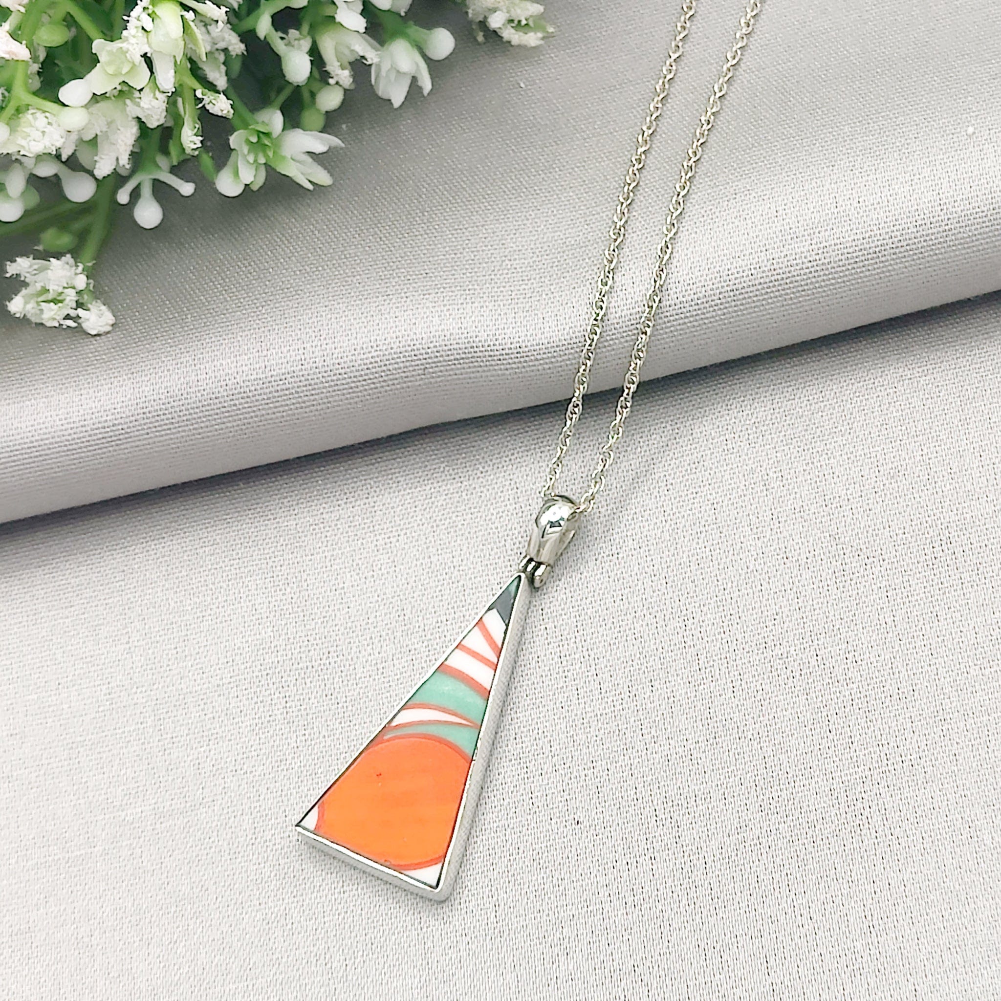 Hepburn and Hughes Art Deco Pendant | Clarice Cliff Necklace | Triangle | Sterling Silver