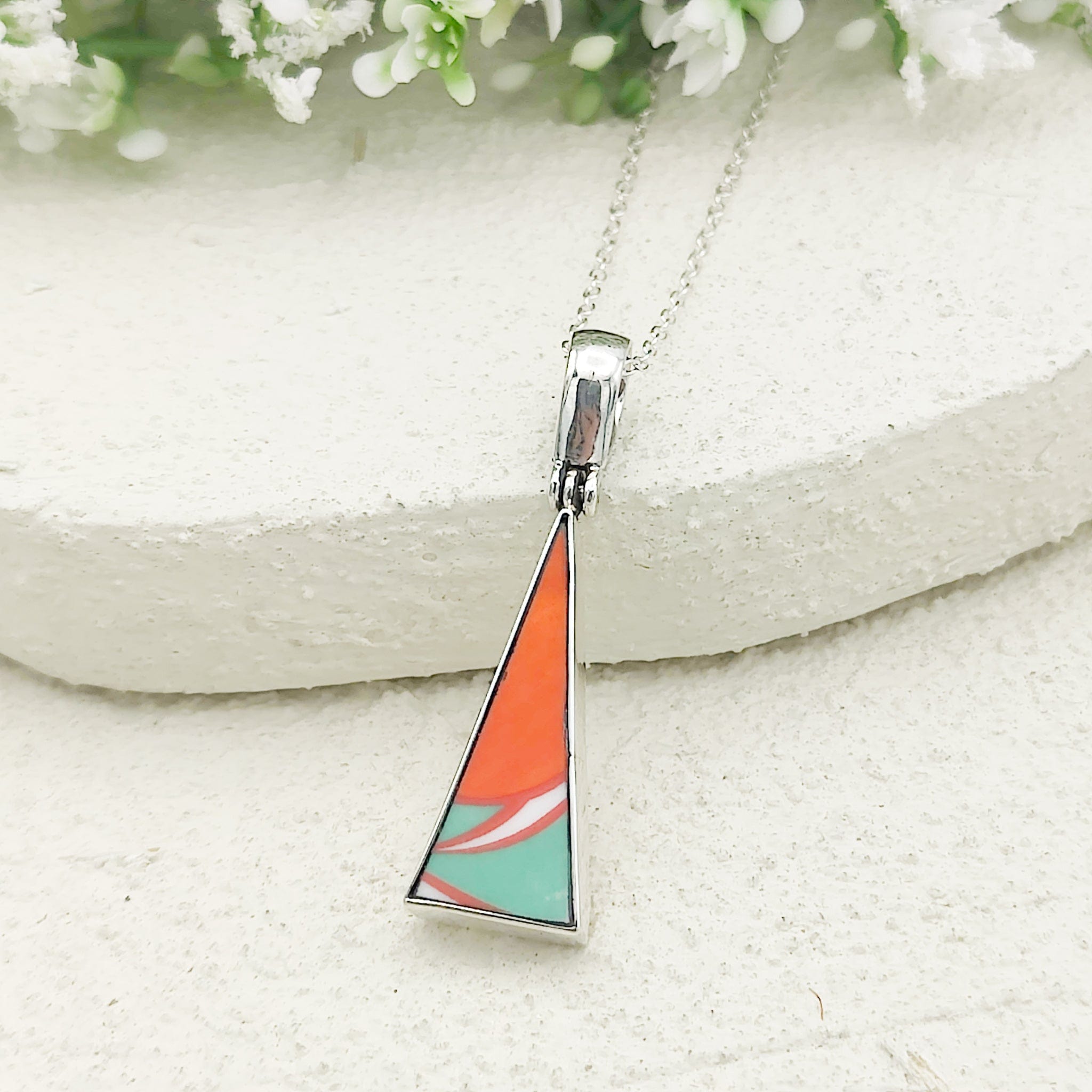 Hepburn and Hughes Art Deco Pendant | Clarice Cliff Necklace | Triangle | Sterling Silver