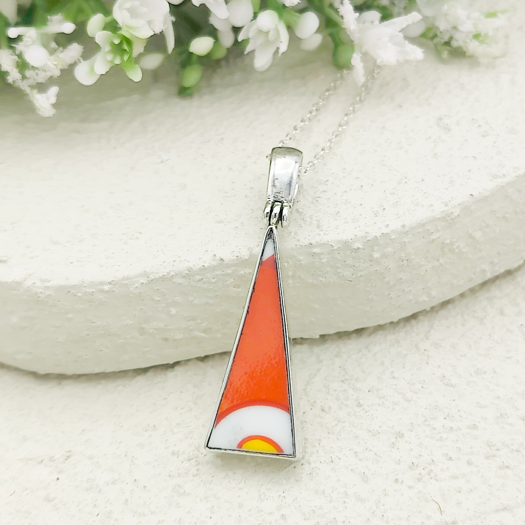 Hepburn and Hughes Art Deco Pendant | Clarice Cliff Necklace | Triangle | Sterling Silver