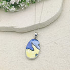 Hepburn and Hughes Art Deco Pendant | Clarice Cliff Oval Necklace 35mm | Sterling Silver and Ceramic
