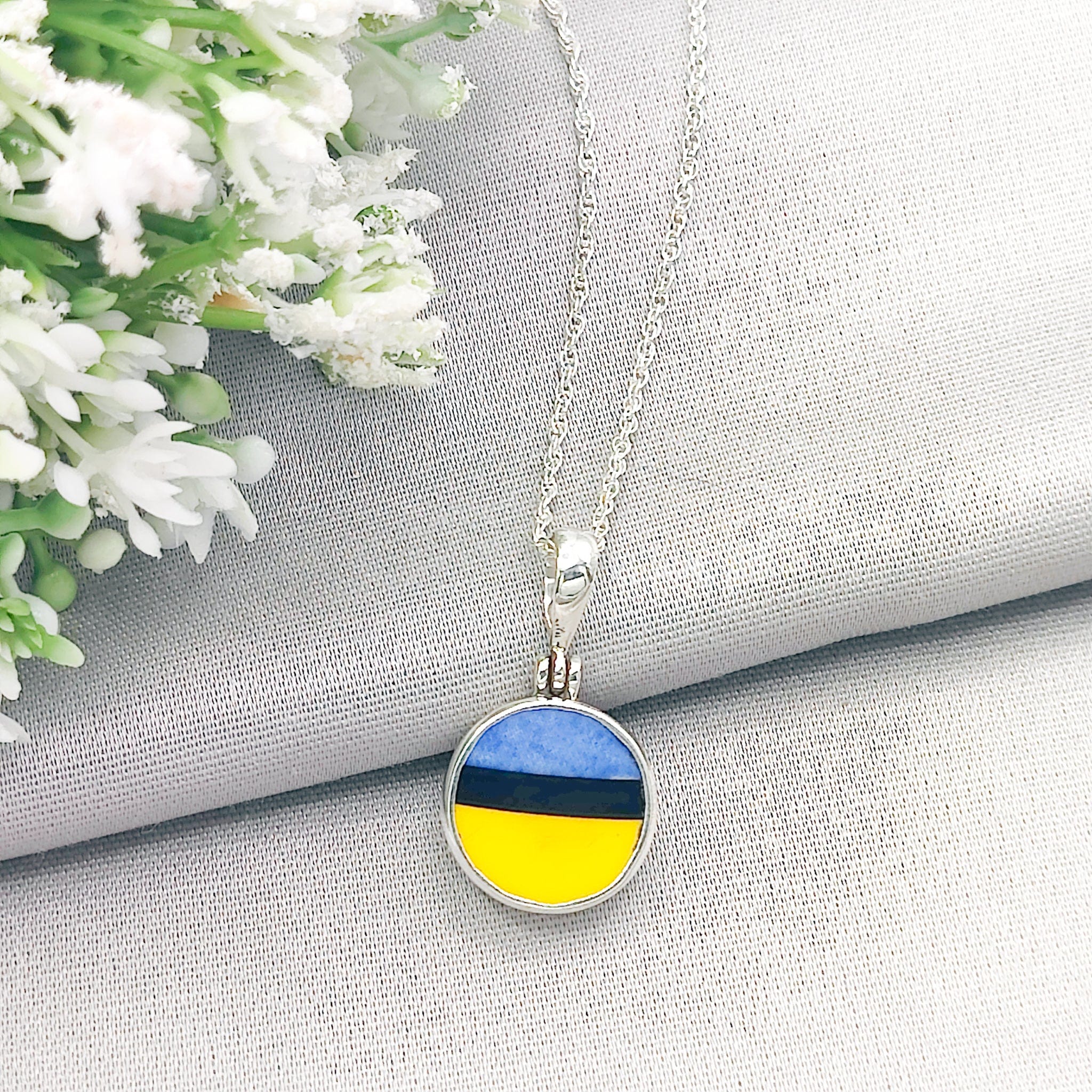 Hepburn and Hughes Art Deco Pendant | Clarice Cliff Pottery | 15mm Circle |  Sterling Silver