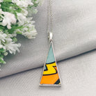 Hepburn and Hughes Art Deco Pendant | Clarice Cliff Pottery | 38mm Triangle |  Sterling Silver