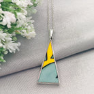 Hepburn and Hughes Art Deco Pendant | Clarice Cliff Pottery | 38mm Triangle |  Sterling Silver