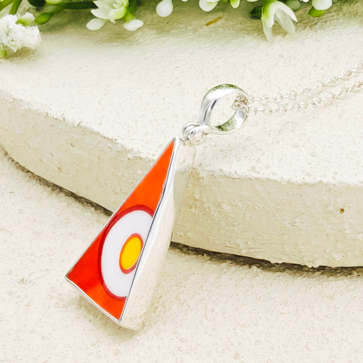 Hepburn and Hughes Art Deco Pendant | Clarice Cliff Sterling Silver Necklace | Ceramics Gift