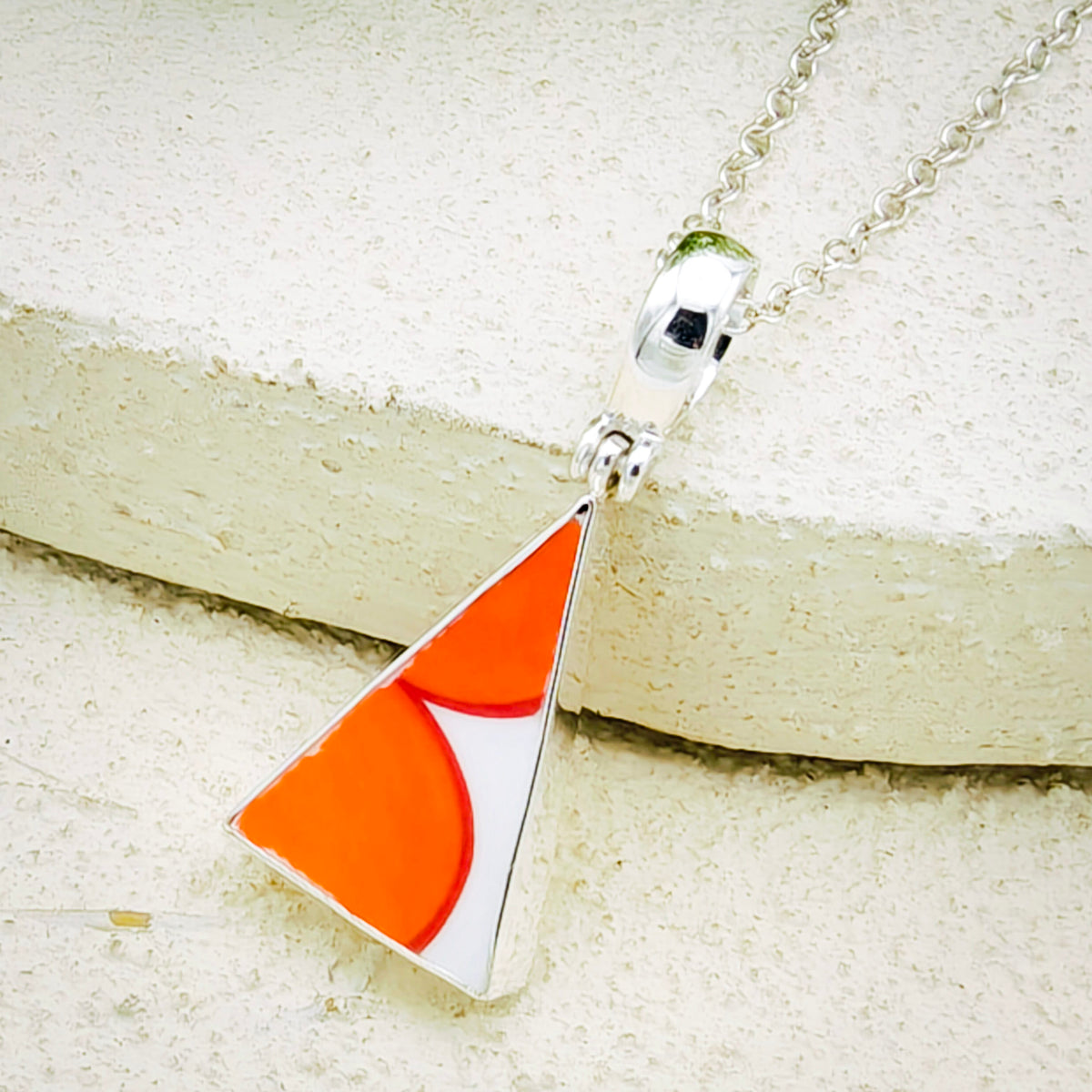 Hepburn and Hughes Art Deco Pendant | Clarice Cliff Sterling Silver Necklace | Ceramics Gift