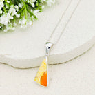 Hepburn and Hughes Art Deco Pendant in Sterling Silver | Original Clarice Cliff Pottery | Orange and Cream