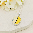 Hepburn and Hughes Art Deco Pendant | Original Clarice Cliff Ceramics | 25mm Yellow and White Oval  | Sterling Silver