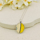 Hepburn and Hughes Art Deco Pendant | Original Clarice Cliff Ceramics | 25mm Yellow and White Oval  | Sterling Silver