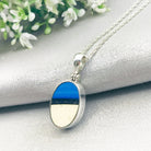 Hepburn and Hughes Art Deco Pendant | Original Clarice Cliff Ceramics | Blue and White | Sterling Silver