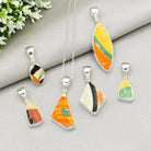 Hepburn and Hughes Art Deco Pendant | Original Clarice Cliff Pottery | 20mm Abstract | Sterling Silver