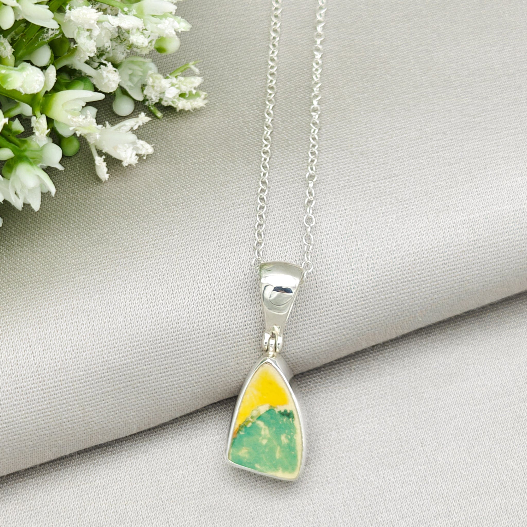 Hepburn and Hughes Art Deco Pendant | Original Clarice Cliff Pottery | 20mm Abstract | Sterling Silver