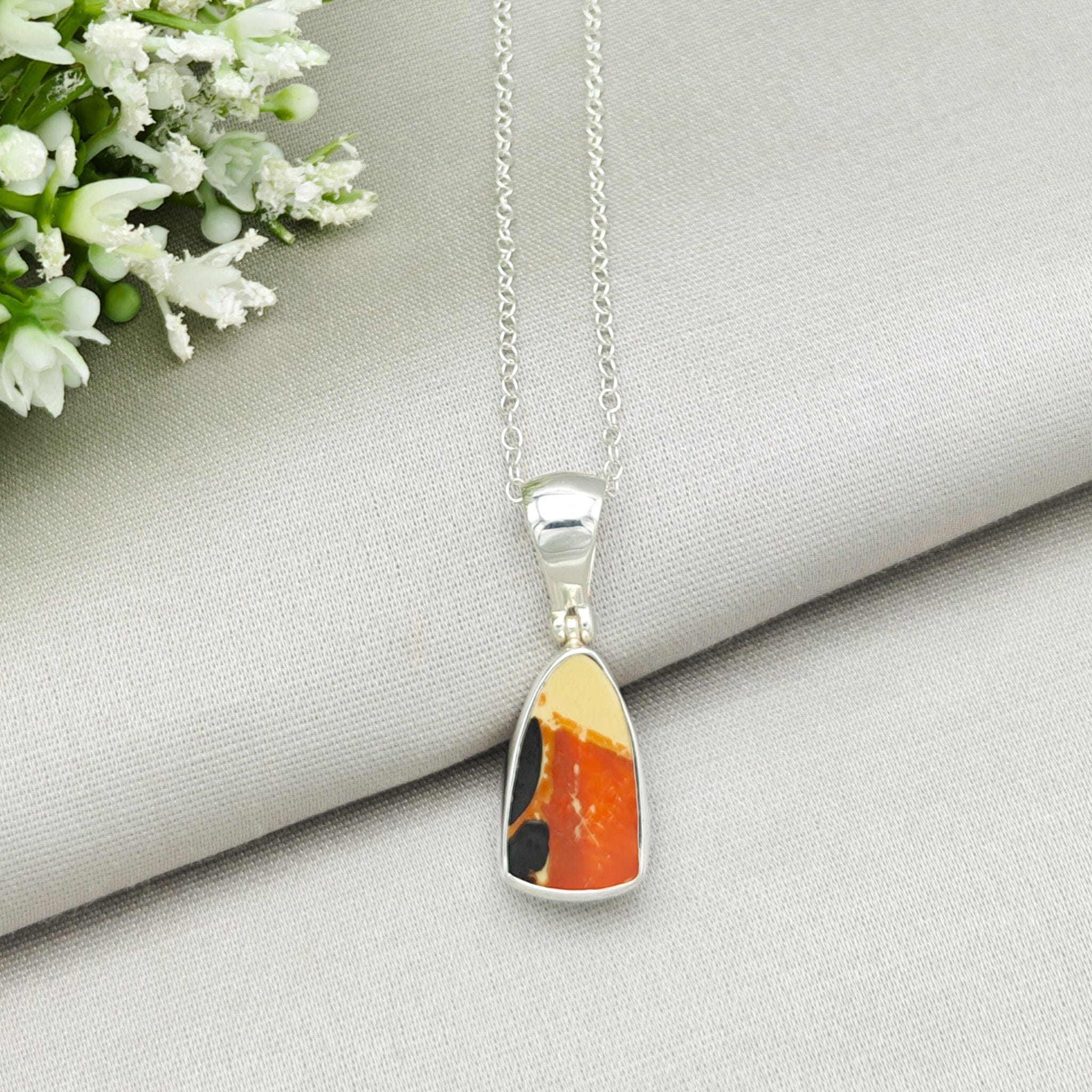 Hepburn and Hughes Art Deco Pendant | Original Clarice Cliff Pottery | 20mm Abstract | Sterling Silver