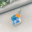 Hepburn and Hughes Art Deco Pendant | Original Clarice Cliff Pottery | Blue Crocus | Sterling Silver