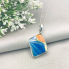 Hepburn and Hughes Art Deco Pendant | Original Clarice Cliff Pottery | Blue Crocus | Sterling Silver