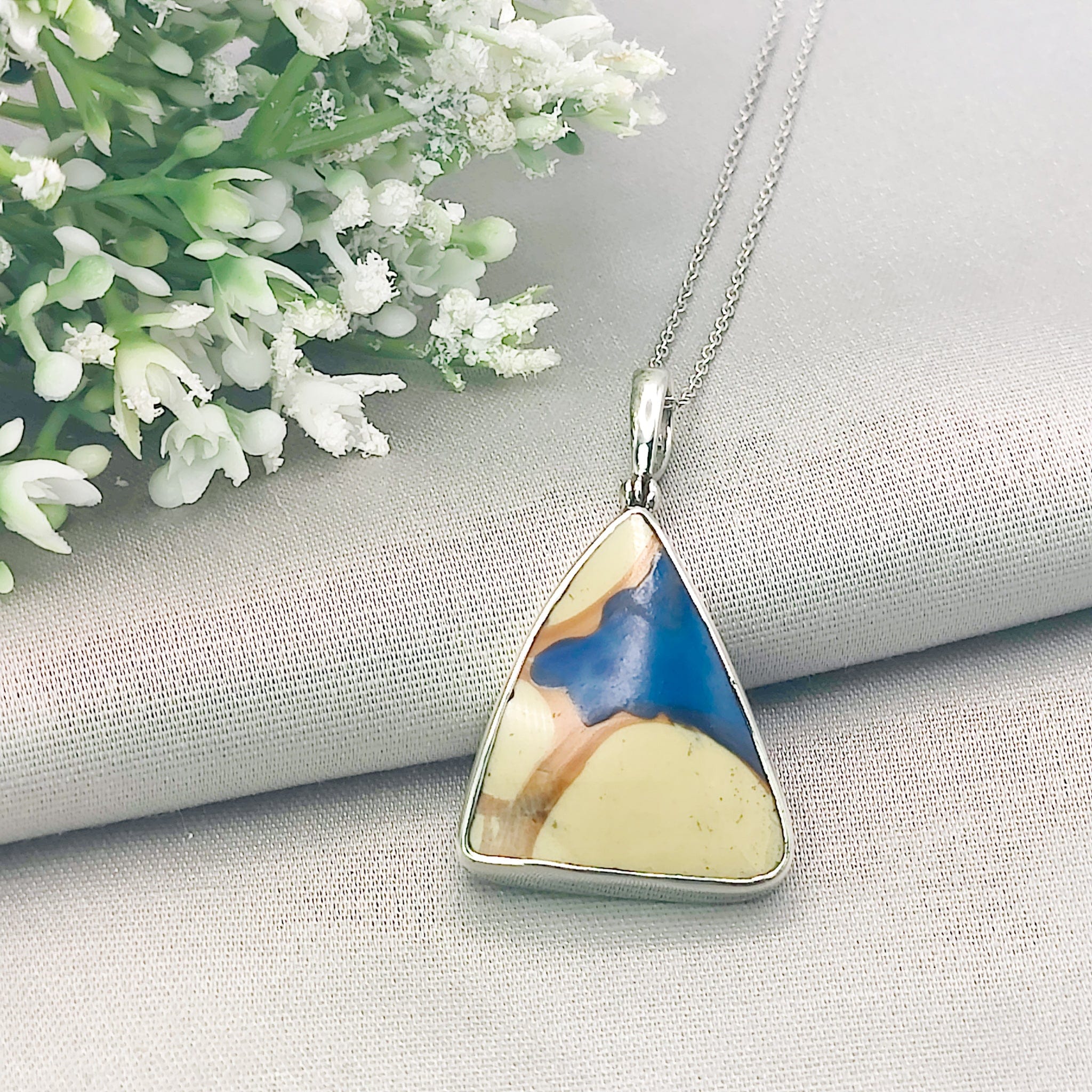 Hepburn and Hughes Art Deco Pendant | Original Clarice Cliff Pottery | Blue Dome | Sterling Silver