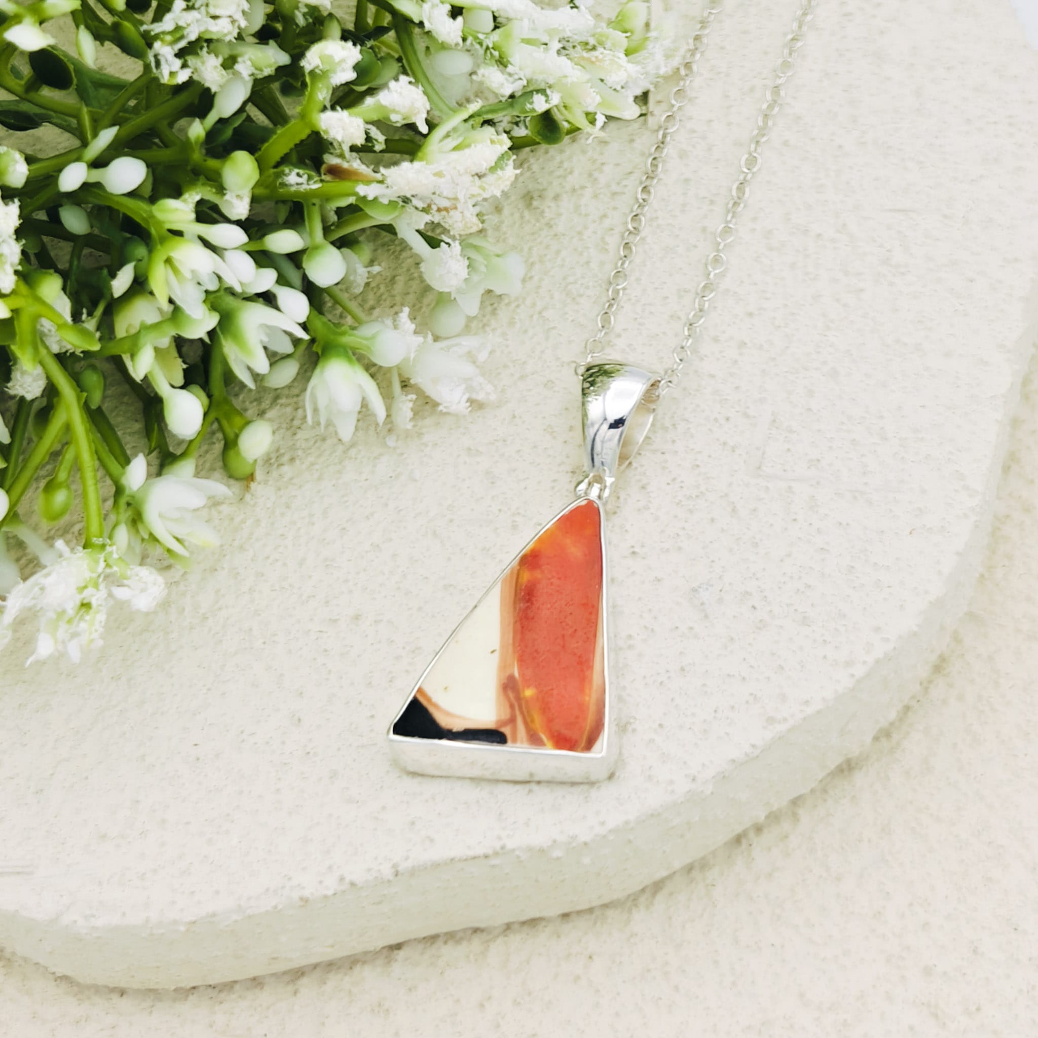 Hepburn and Hughes Art Deco Pendant | Original Clarice Cliff Pottery | Brown and Red Designs | Sterling Silver