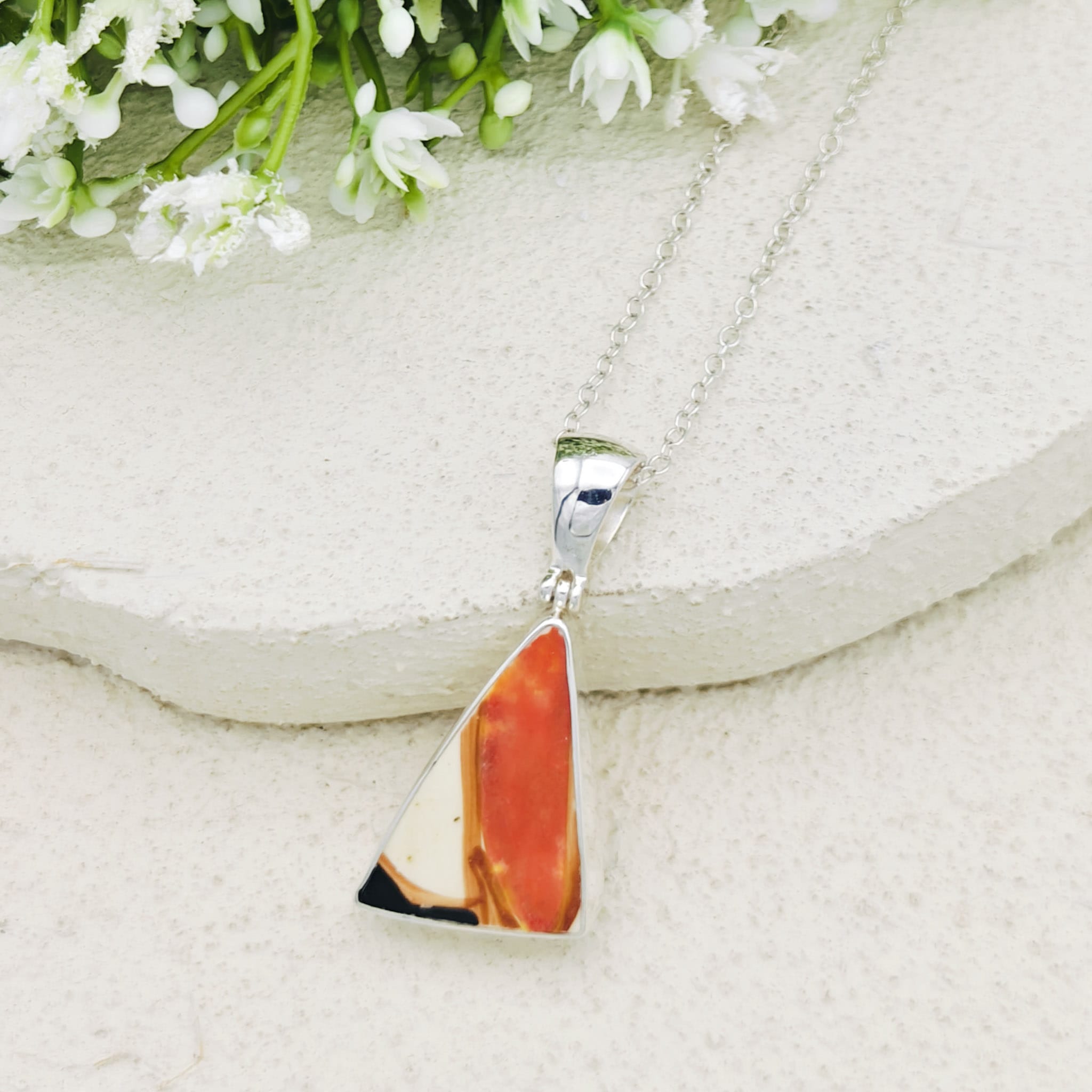 Hepburn and Hughes Art Deco Pendant | Original Clarice Cliff Pottery | Brown and Red Designs | Sterling Silver