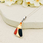 Hepburn and Hughes Art Deco Pendant | Original Clarice Cliff Pottery | Brown and Red Designs | Sterling Silver