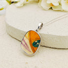Hepburn and Hughes Art Deco Pendant | Original Clarice Cliff Pottery | Orange and Green | Sterling Silver
