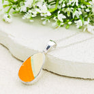 Hepburn and Hughes Art Deco Pendant | Original Clarice Cliff Pottery | Orange and Green | Sterling Silver