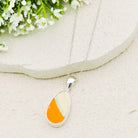 Hepburn and Hughes Art Deco Pendant | Original Clarice Cliff Pottery | Orange and Green | Sterling Silver