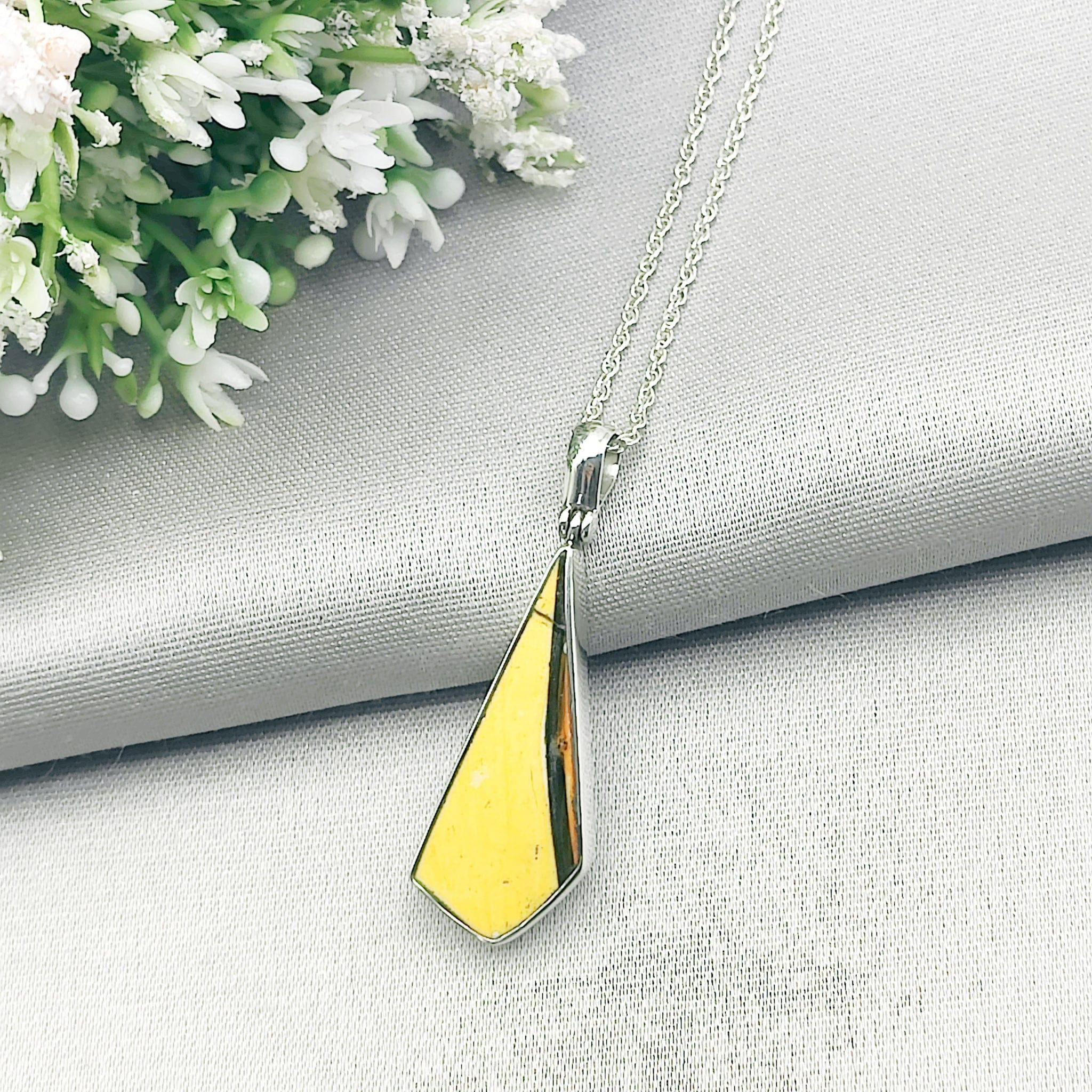 Hepburn and Hughes Art Deco Pendant | Original Clarice Cliff Pottery | Yellow | Sterling Silver