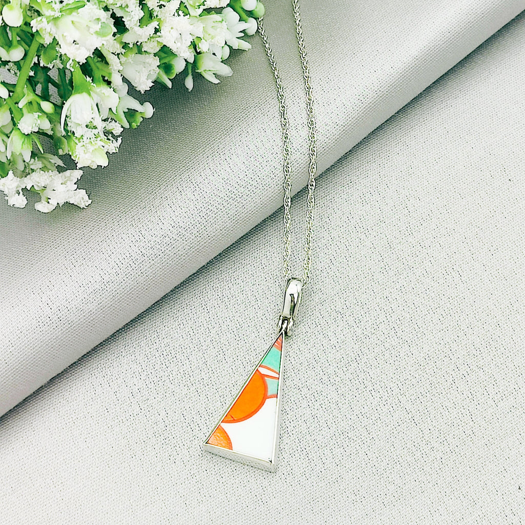 Hepburn and Hughes Art Deco pendant | Triangular Clarice Cliff necklace | 37mm long | Two options | Sterling Silver