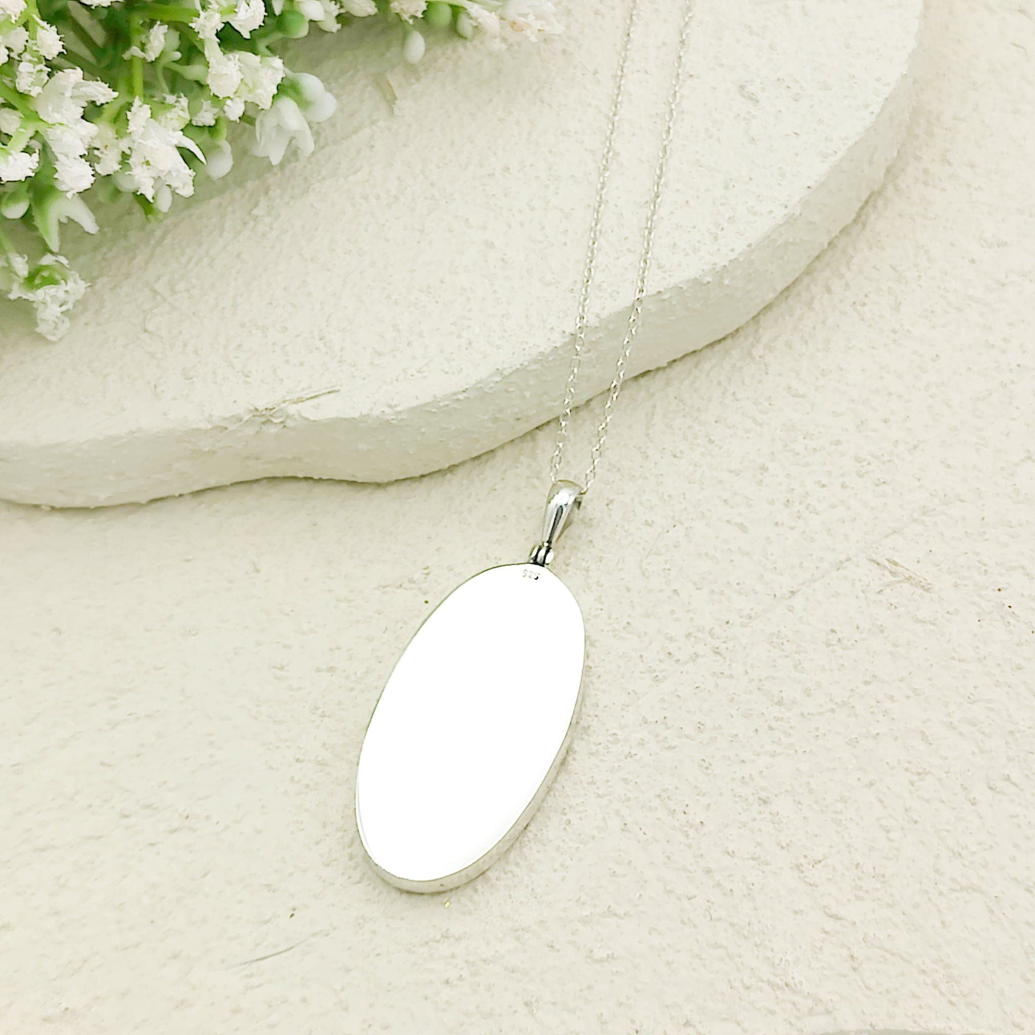 Hepburn and Hughes Art Deco Pendant | Upcycled Clarice Cliff | Small Oval Necklace | Sterling Silver