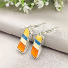 Hepburn and Hughes Art Deco Pottery Earrings | Original Clarice Cliff | 20mm rectangle | Sterling Silver