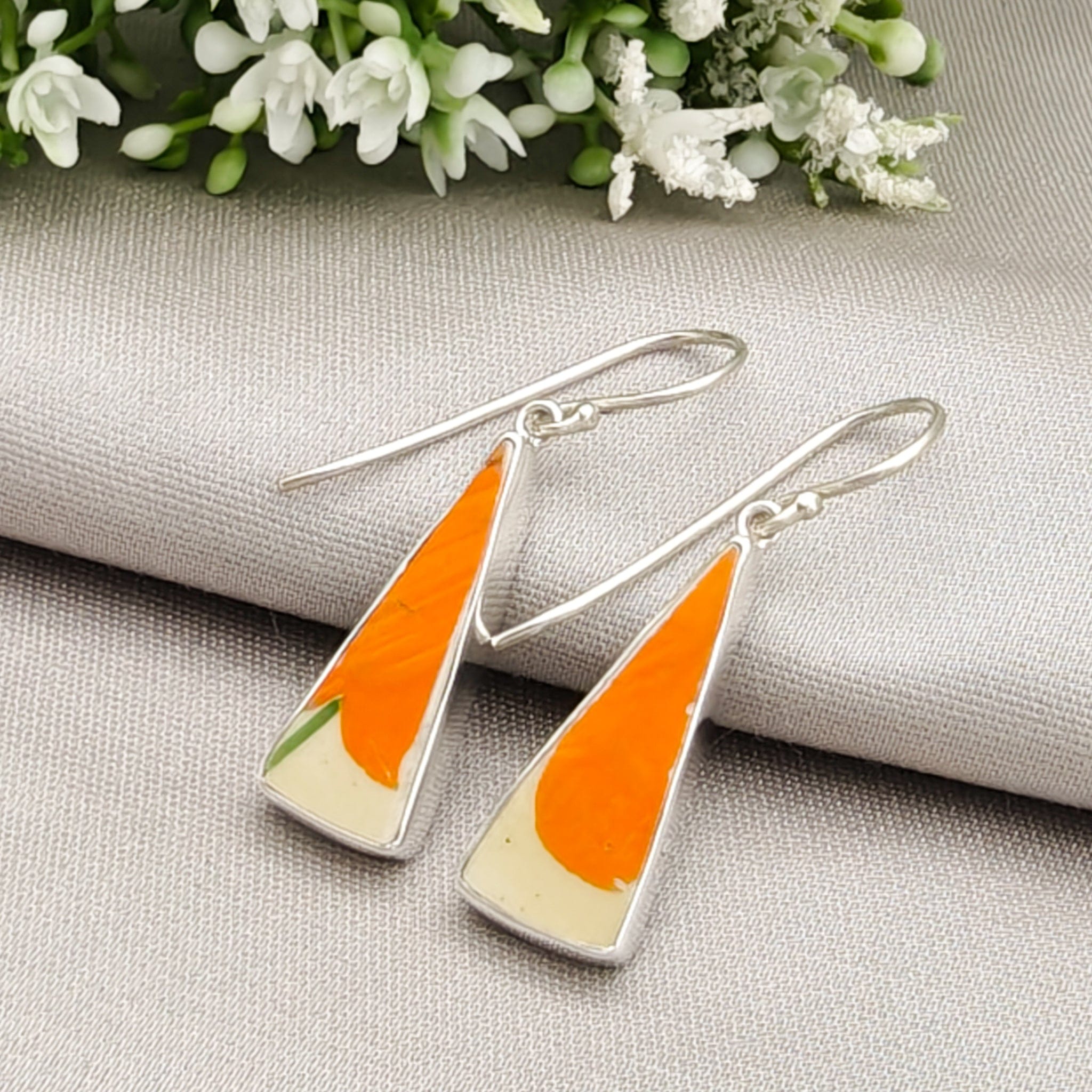 Hepburn and Hughes Art Deco Pottery Earrings | Original Clarice Cliff | 9th Anniversary | Sterling Silver