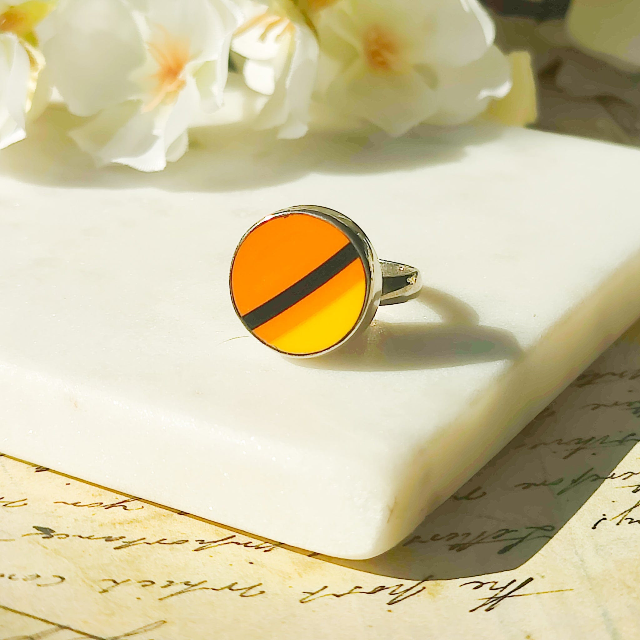 Hepburn and Hughes Art Deco Ring | Clarice Cliff Ceramics | 3 options | Sterling Silver