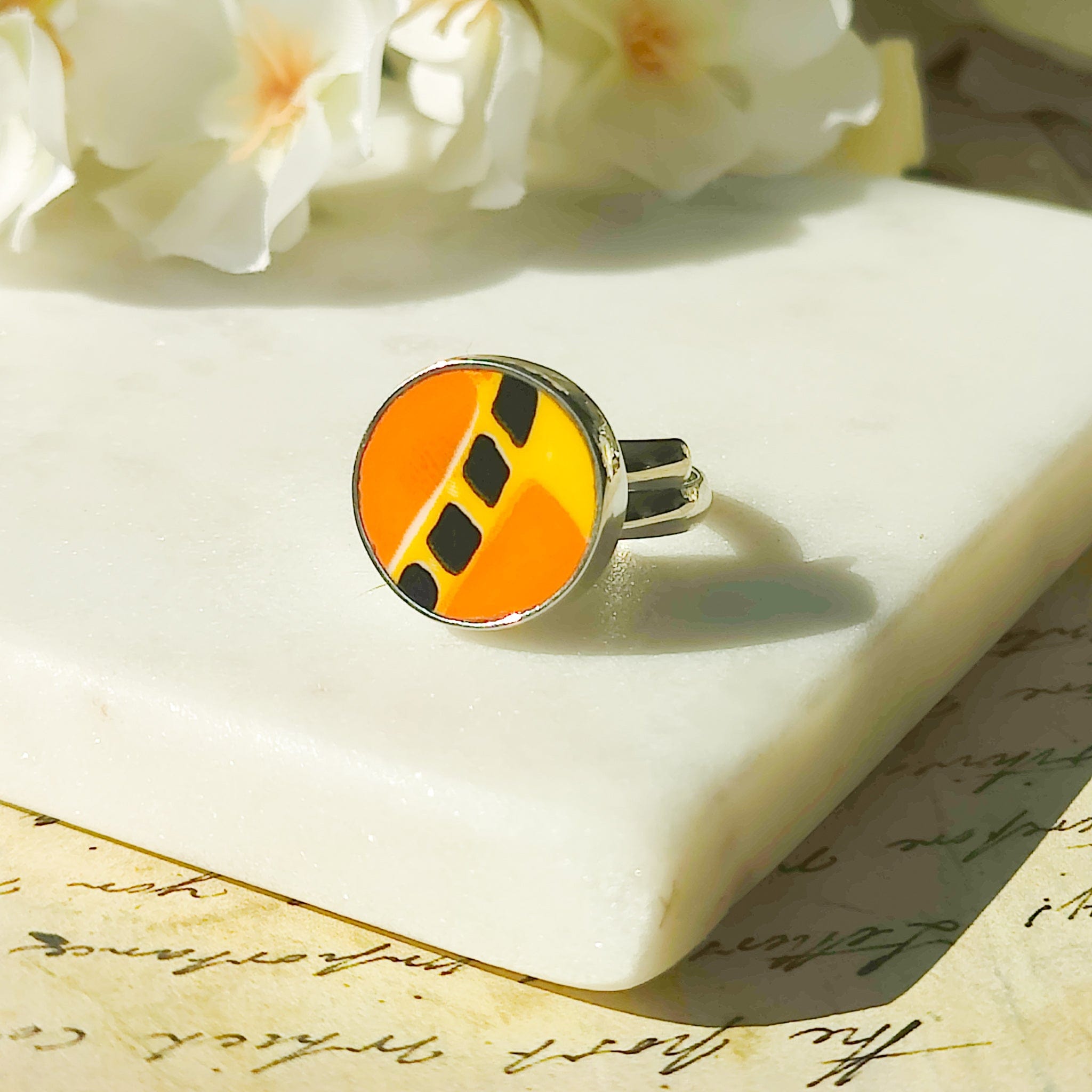 Hepburn and Hughes Art Deco Ring | Clarice Cliff Ceramics | 3 options | Sterling Silver