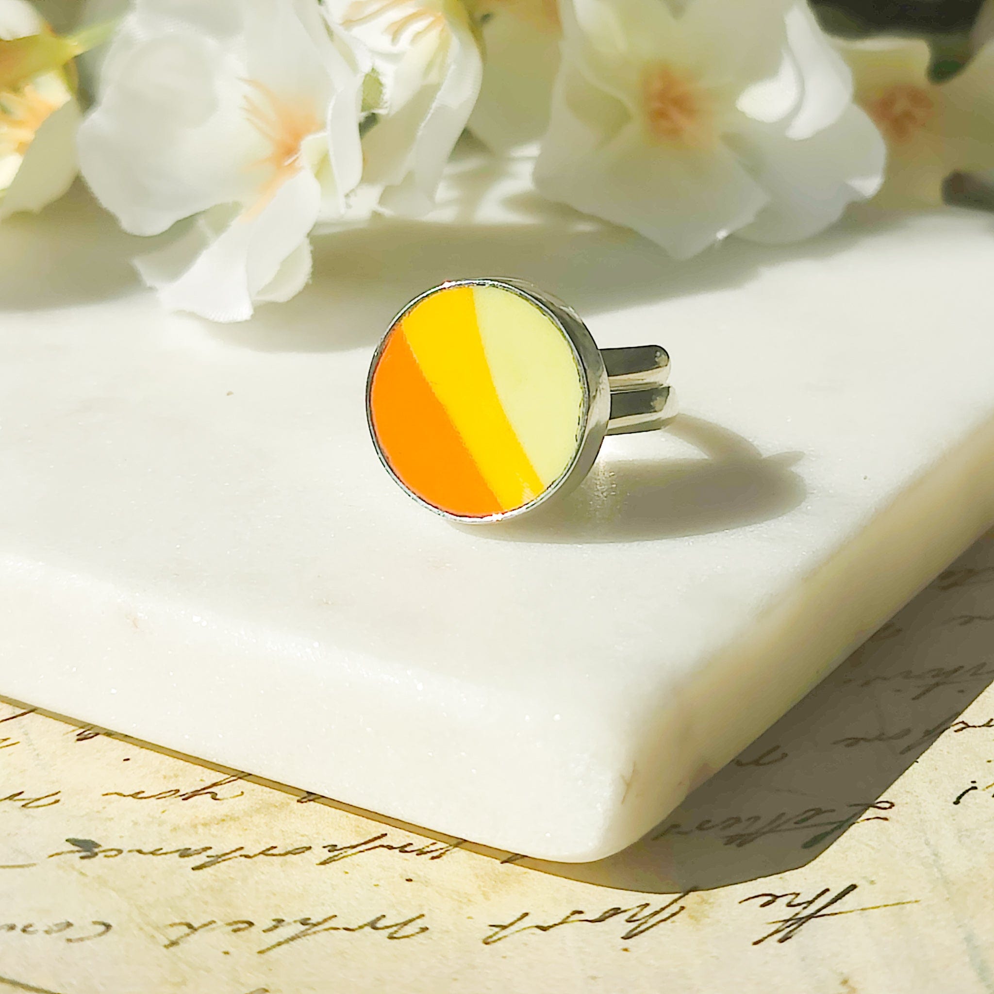 Hepburn and Hughes Art Deco Ring | Clarice Cliff Ceramics | 9th Anniversary | Sterling Silver